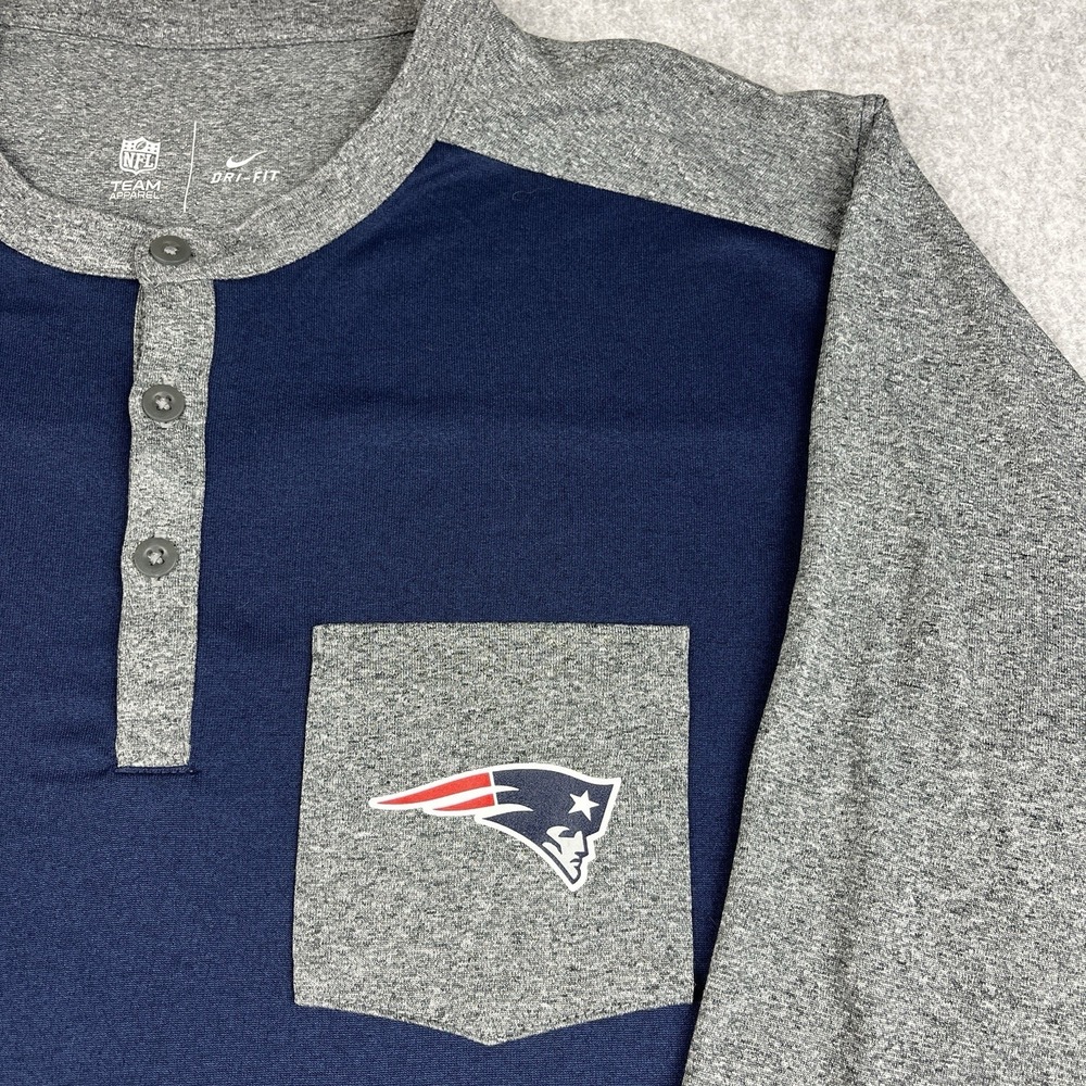 Nike Dri Fit T Shirt Mens Medium New England Patriots Baseball 3/4 Sleeve NFL - Picture 2 of 11